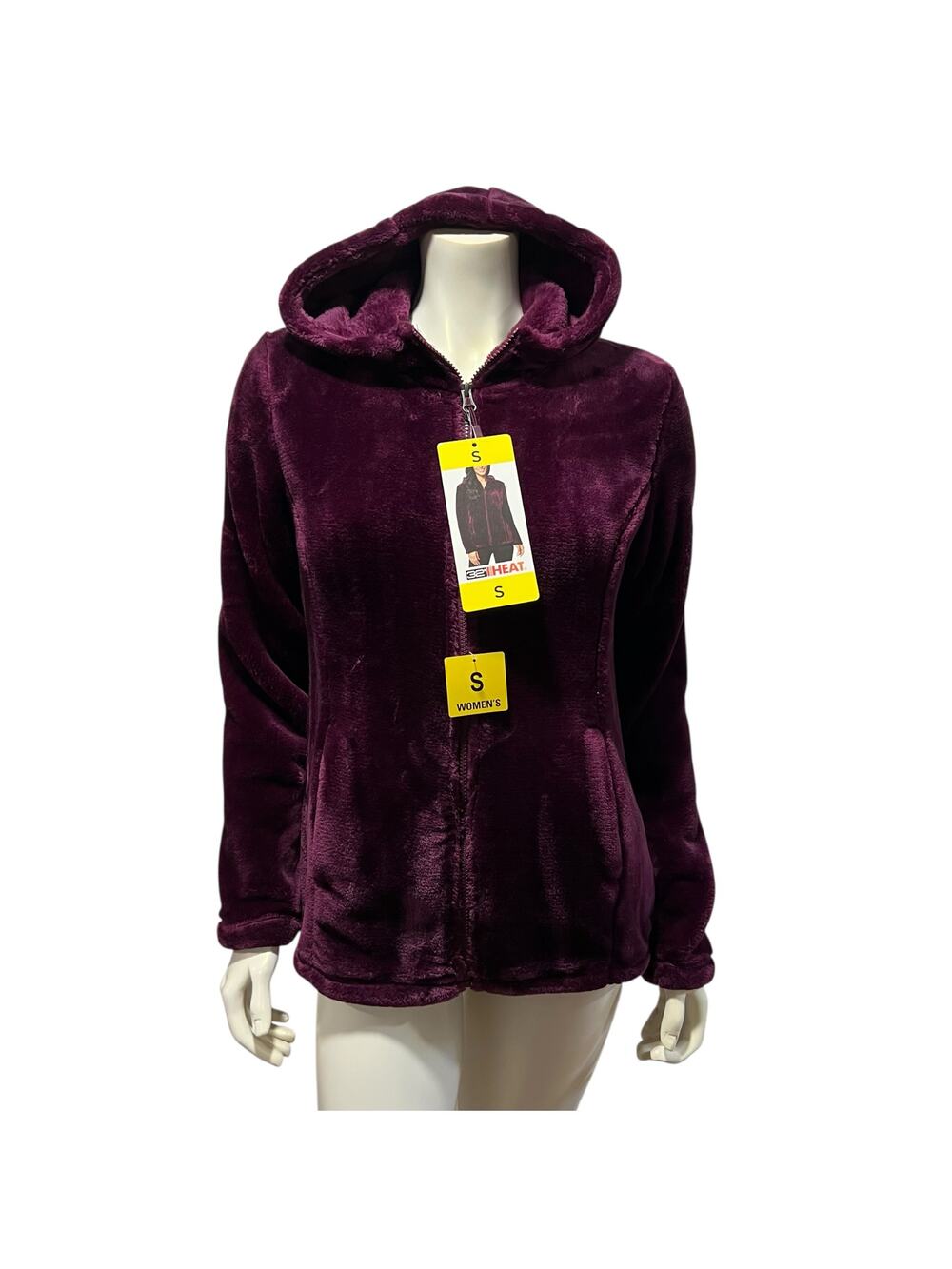 32 Degrees Heat Womens Small Plum Purple Plush Teddy Faux Fur Full Zip Jacket